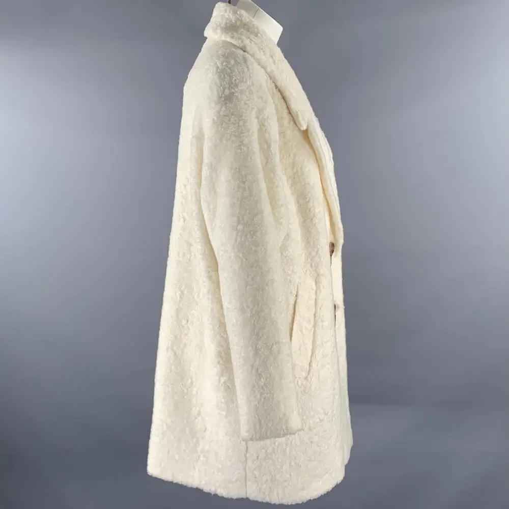 KATE SPADE Size XL Cream Acrylic Blend Faux Fur Peacoat - Picture 3 of 6